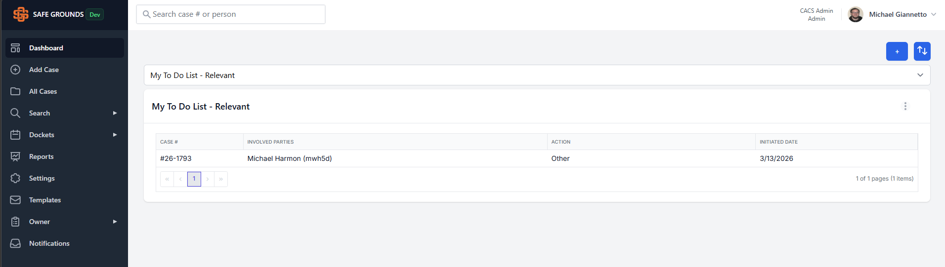 SafeGrounds Dashboard